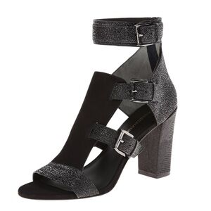 Rebecca Minkoff Black Leather and Suede Elegant Sky Moto Party Heels Size‎ 10